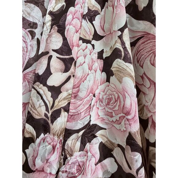 Floral Rose Brown Satiny Vintage Robe Kimono size Small - Picture 6 of 9